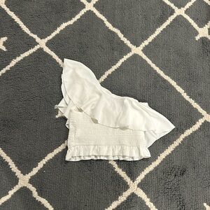 Cropped One Shoulder Smocked Ruffle Tank